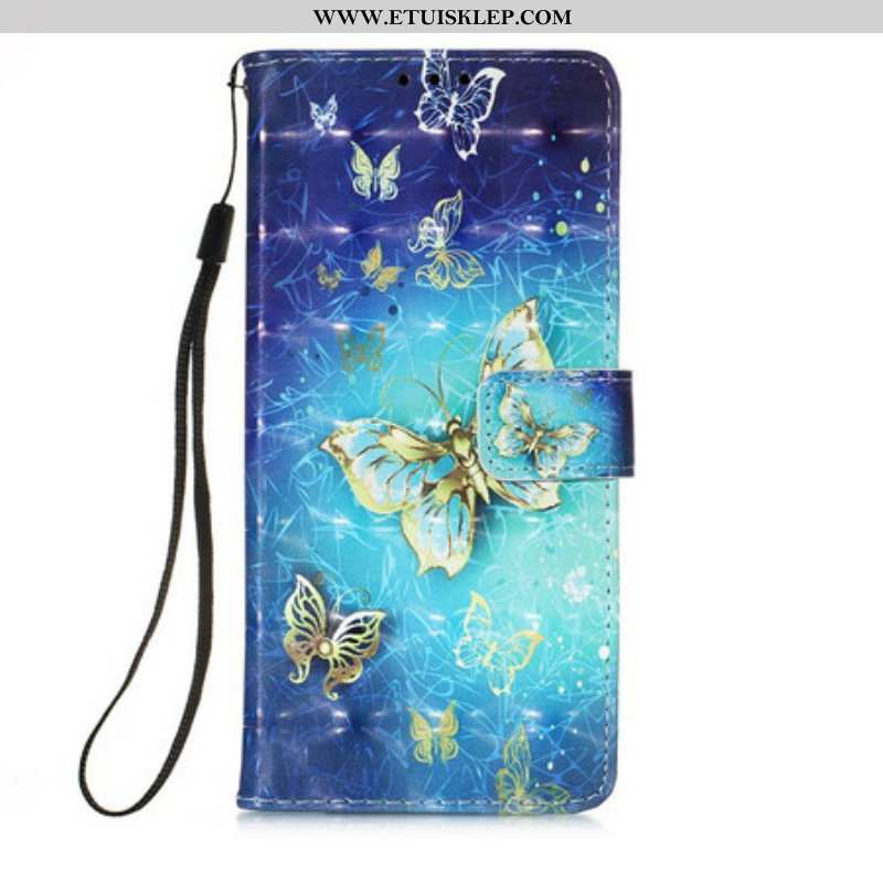 Obudowa Etui Na Telefon do iPhone 13 Mini Smycz Złote Motyle